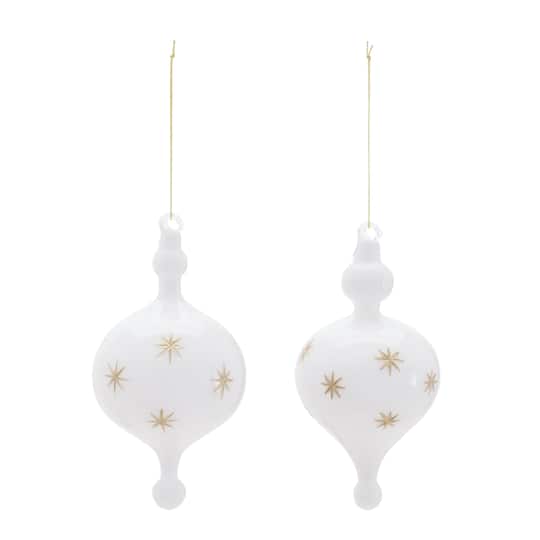 Melrose White Glass Ornament Set